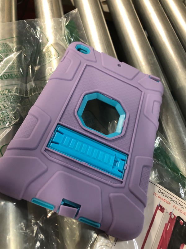 Photo 4 of IPAD Shockproof Drop Protection Cover Built with Kickstand for iPad 9.7'' PURPLE AND BLUE