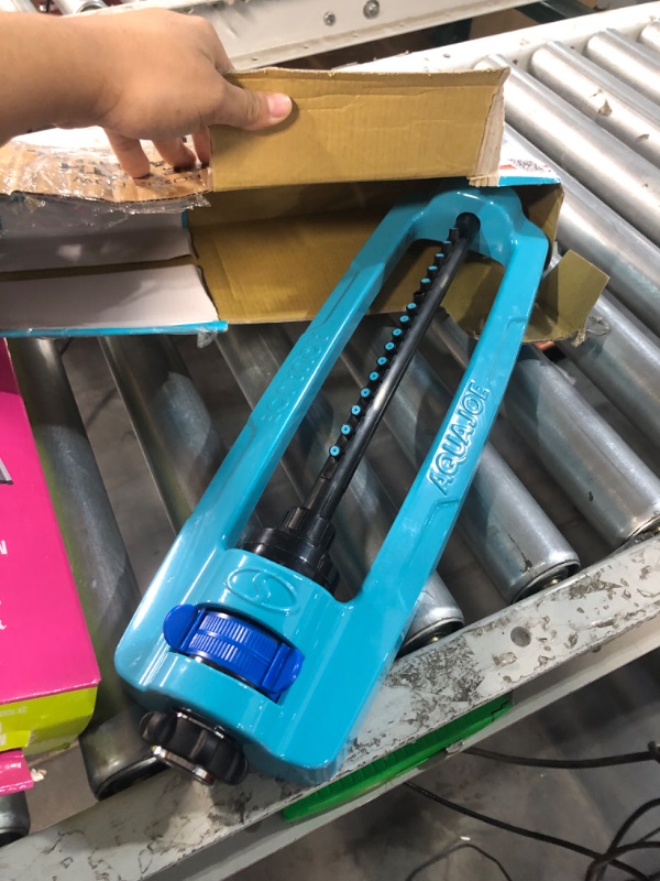 Photo 1 of Aqua Joe SJI-OMS16 Indestructible Metal Base Oscillating Sprinkler with Adjustable Spray, 3600-Square Foot Coverage 16 inch Oscillating Sprinkler