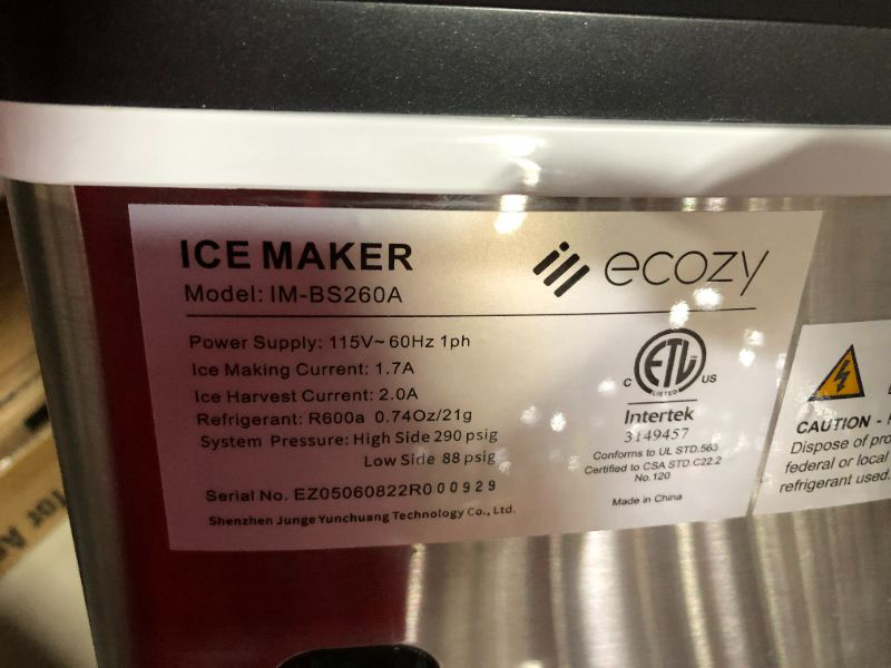 Photo 8 of ***NONFUNCTIONAL - FOR PARTS - SEE NOTES***
ecozy Portable Ice Maker Countertop
