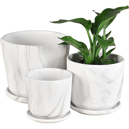 Photo 1 of ***STOCK IMAGE FOR REFERENCE ONLY****
Qzwenxun Ceramic Plant Pots 8.6+7+5.5 Inch Marble Pattern Planters Set of 3 (WhiteGold)