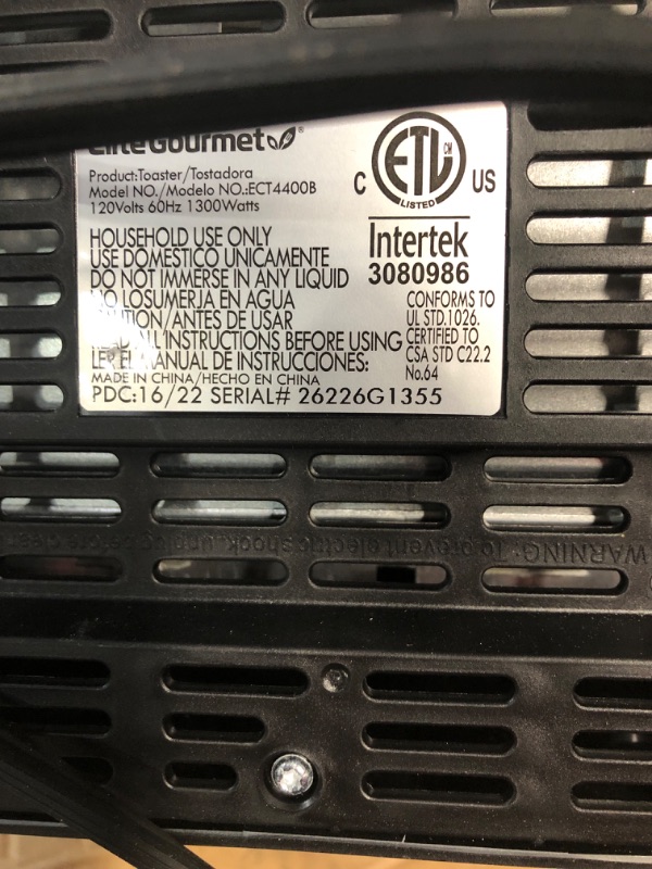 Photo 1 of Elite Gourmet ECT4400B Long Slot 4 Slice Toaster, Countdown Timer, Bagel Function, 6 Toast Setting, Defrost, Cancel Function, Built-in Warming Rack, Extra Wide Slots for Bagels Waffle, Stainless Steel
