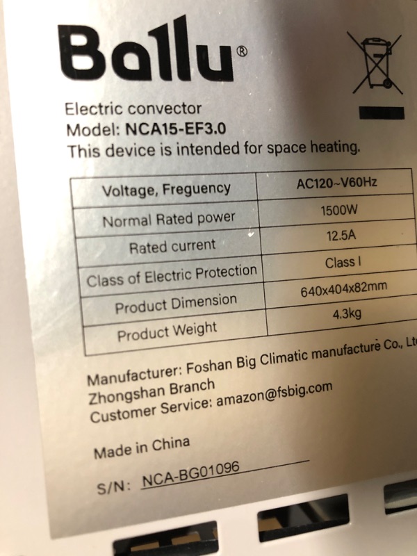 Photo 4 of ****FOR PARTS ONLY****
Ballu Convection Panel Heaters for Indoor Use large room?1500W Whole Room Quiet Heating with TFT Display?24h Timer?3 Mode?Auto Thermostat?Standing/Wall mount?Electric Portable Space Heater for Bedroom White