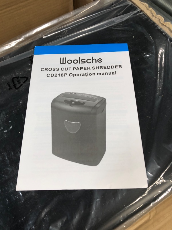 Photo 2 of Woolsche Paper Shredder, 12-Sheet Cross Cut with 5.55-Gallon Basket(ETL) BLACK 12.8 x 8.9 x 16.5 inches	