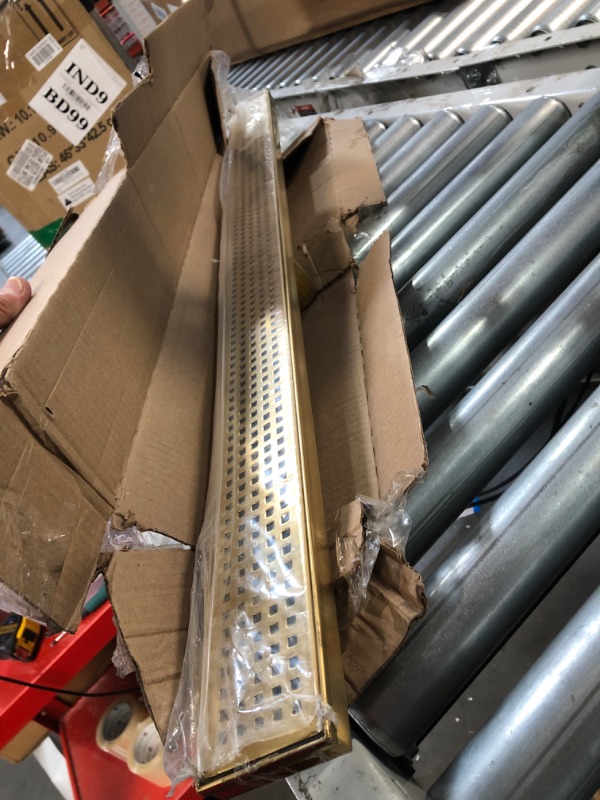 Photo 3 of ***USED***
Sharp-tec 28 inch Linear Shower Drain, Gold Rectangular Floor Drain (Drain Base is Not Included) Gold 28 inch