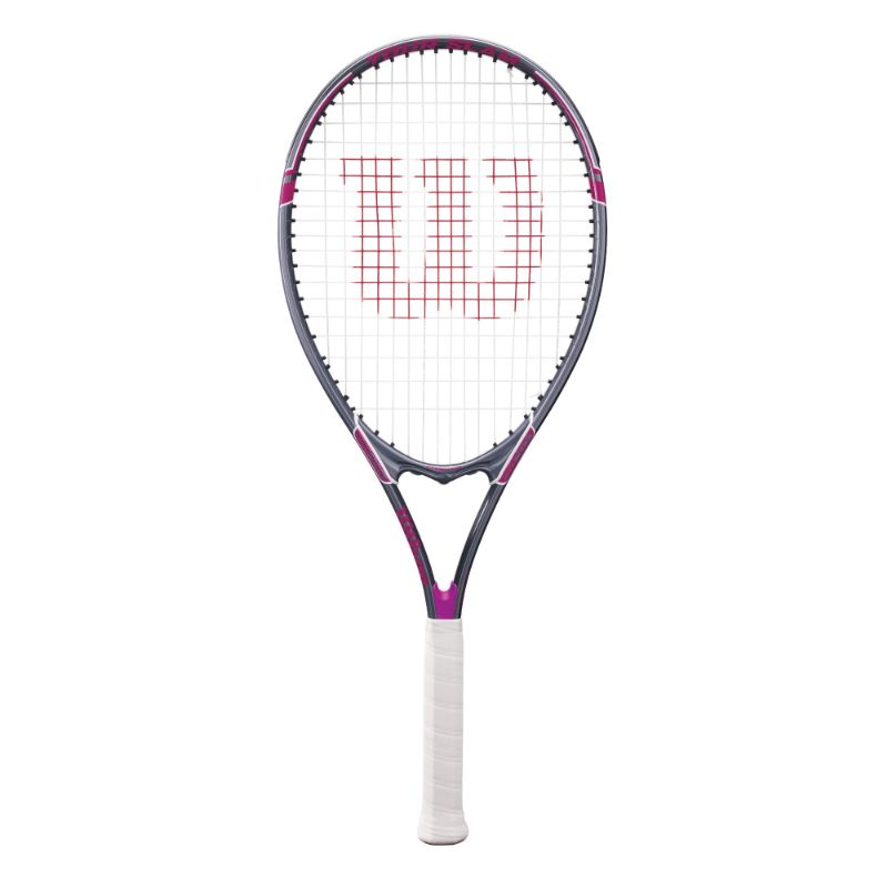 Photo 1 of ****DAMAGE SEE NOTES*** 
WILSON ADULT RECREATIONAL TENNIS RACKET GRIP SIZE 2 - 4 1/4" PINK/GREY
