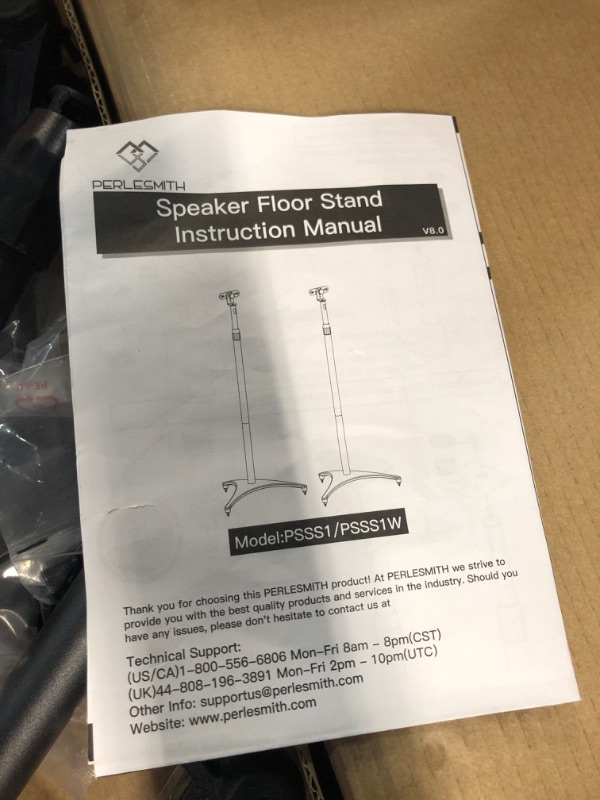 Photo 2 of ***USED***
PERLESMITH Speaker Stands Height Adjustable 19.29-44.29 Inch with Cable Management, Hold Satellite Speakers and Small Bookshelf Speakers up to 9lbs -1 Pair