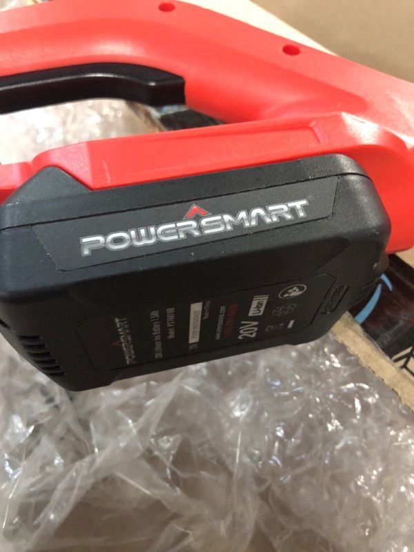 Photo 4 of ****USED*****
PowerSmart String Trimmer, 20 Volt Lithium-Ion Cordless String Trimmer with 10-INCH Cutting Diameter , 2-in-1 Cordless Trimmer/Edger only 7. 5 pounds, PS76110A Red