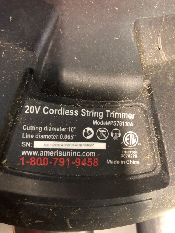 Photo 6 of ****USED*****
PowerSmart String Trimmer, 20 Volt Lithium-Ion Cordless String Trimmer with 10-INCH Cutting Diameter , 2-in-1 Cordless Trimmer/Edger only 7. 5 pounds, PS76110A Red