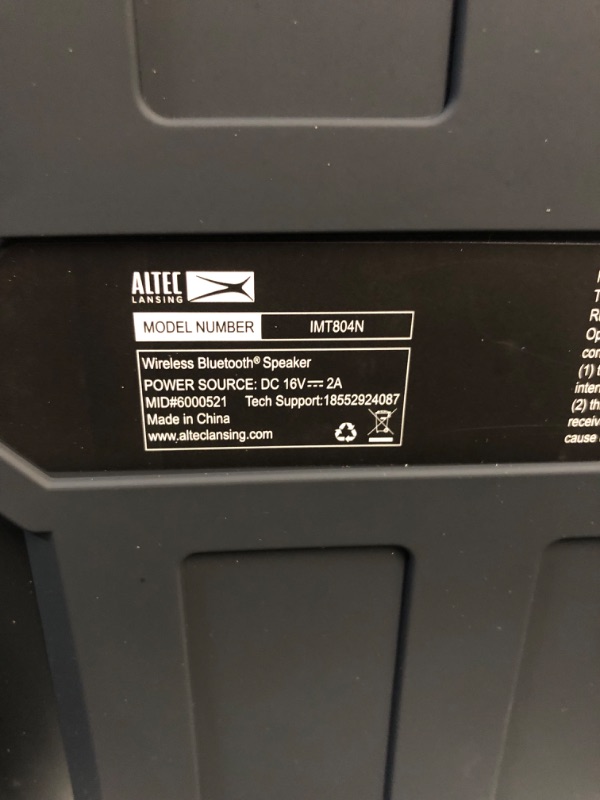 Photo 4 of * speaker works but not very loud * speak may also have a small tear in the fabric *
Altec Lansing Sonic Boom - Waterproof Bluetooth Speaker with Phone Charger,