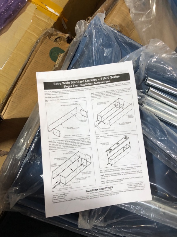 Photo 10 of ****USED****
Salsbury Industries 51368BL-U Single Tier 45-Inch Wide 6-Feet High 18-Inch Deep Unassembled Extra Wide Standard Metal Locker, Blue