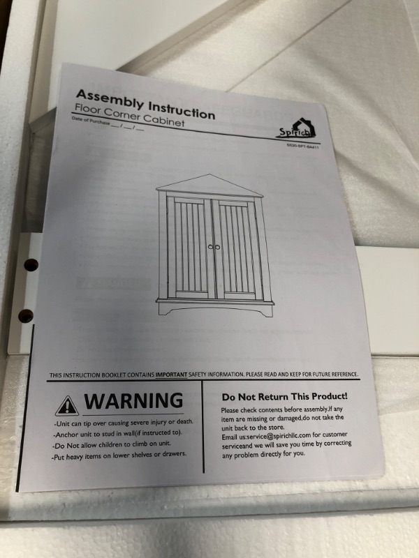Photo 2 of [READ NOTES]
Spirich Home Floor Corner Cabinet with Two Doors and Shelves, Free-Standing Corner Storage Cabinets, White