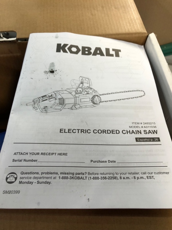 Photo 4 of Kobalt A011038 18-in Corded Electric Chainsaw BLUE