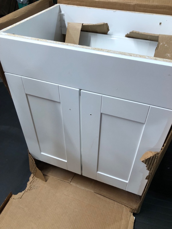 Photo 4 of **SEE NOTES/FOR PARTS**
Design House 586925 Bath Unassembled Modern 2-Door Shaker Bathroom Vanity Cabinet Only, 24 x 18, White White 24 x 18