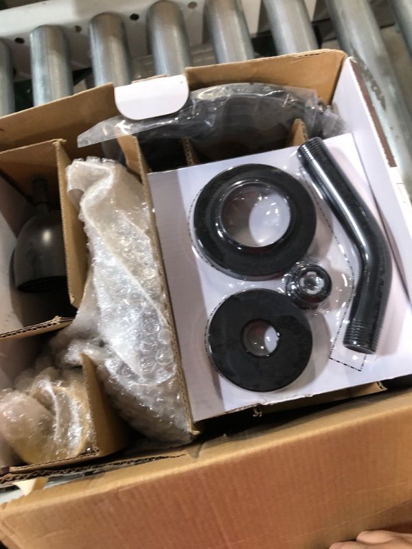 Photo 2 of * used * damaged * sold for parts *
 allen + roth Harlow Matte Black 1-handle Single Function Round Bathtub and Shower Faucet Valve Included
