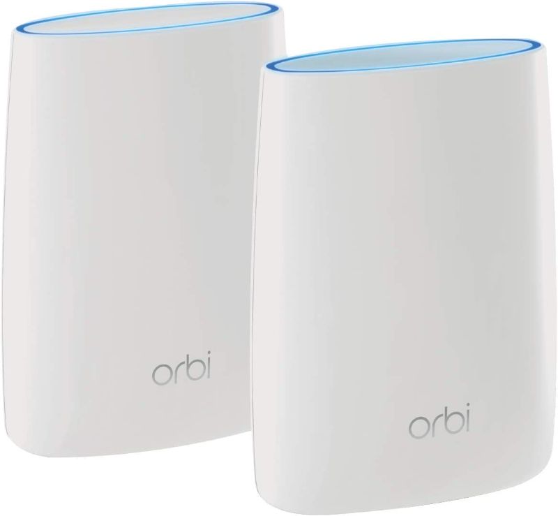 Photo 1 of NETGEAR Orbi Tri-band Whole Home Mesh WiFi System with 3Gbps Speed (RBK50) – Router & Extender Replacement Covers Up to 5,000 sq. ft., 2-Pack Includes 1 Router & 1 Satellite White