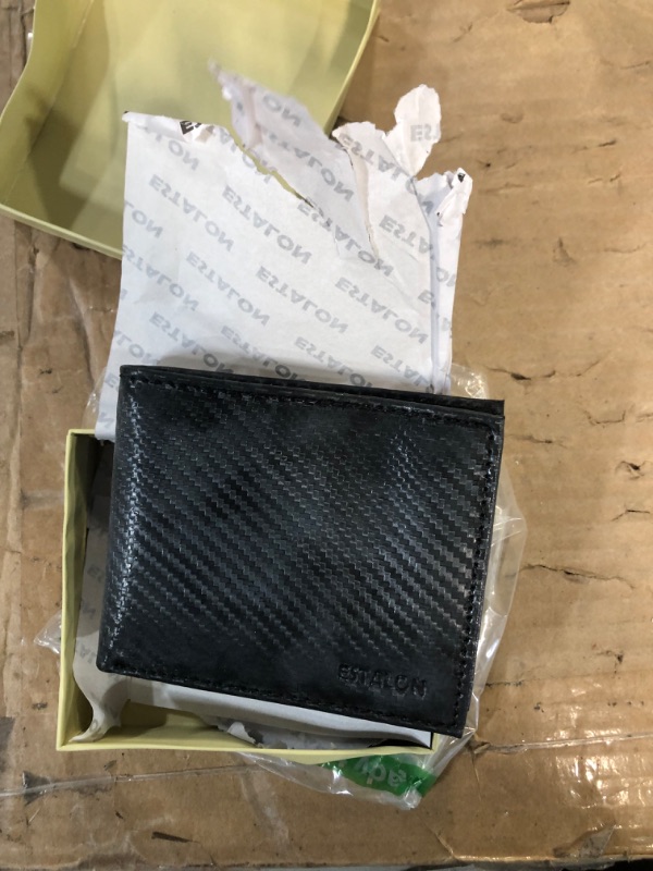 Photo 2 of **USED**
ESTALON Black Carbon Fibre | Leather Wallet | Multiple Card Slots | RFID Protected | 1 ID Window | Gifts For Him Ebony Bifold