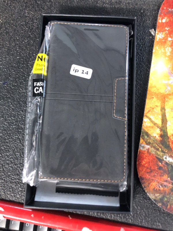 Photo 2 of 13peas Case for iPhone 14?2022 Released?, Cowhide Leather Wallet case with 1 Tempered Glass Screen Protector?Card Holder Slots as Kickstand Protective Business flip Cover (Black)