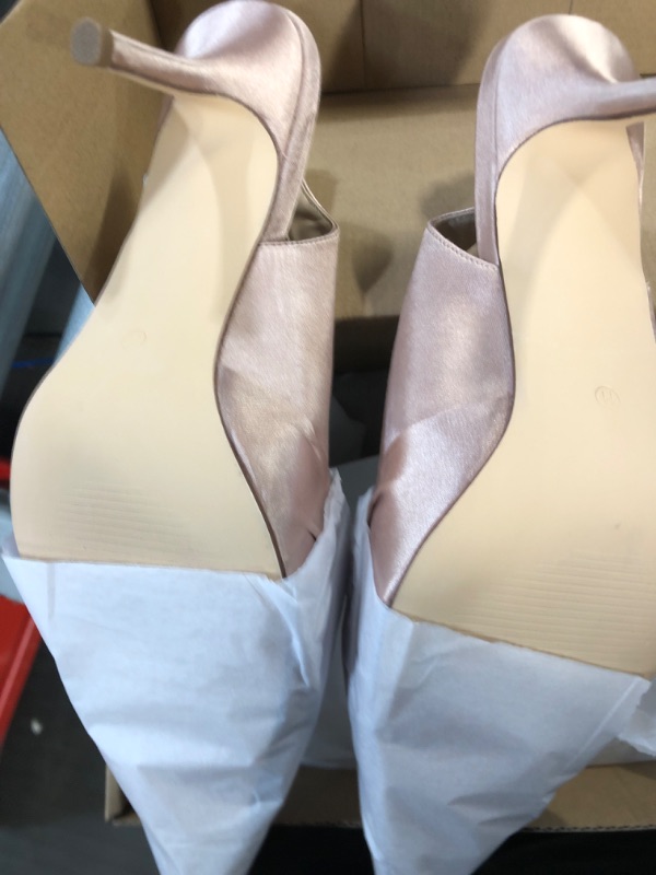 Photo 1 of Womens Bow Heels Closed Pointed Toe Dress Shoes Stiletto Slip on Wedding Pumps 11 Nude