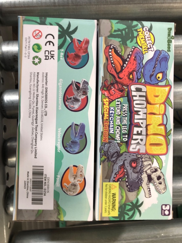 Photo 2 of 2 PACK DINOBROS Surprise Eggs with Dinosaur Toys Inside, 4 Plastic Egg Toys Filled with Dino Chomper Keychains Birthday Party Favors for Boys and Girls