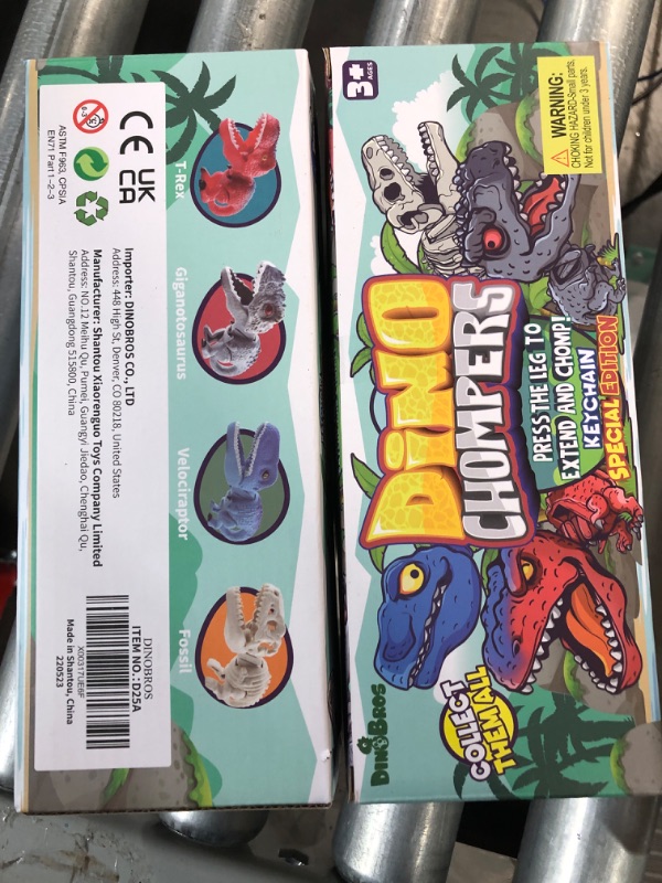 Photo 2 of 2 PACK DINOBROS Surprise Eggs with Dinosaur Toys Inside, 4 Plastic Egg Toys Filled with Dino Chomper Keychains Birthday Party Favors for Boys and Girls