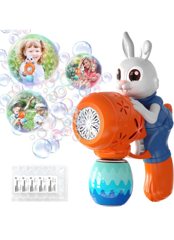 Photo 1 of Aliex Bubble Machine Gun Automatic Bubble Gun for Kids Bubble Blower Maker with 5 Bubble Solution Bubble Blaster Party Favors Summer Outdoor Toys Birthday Gifts for Boys Girls