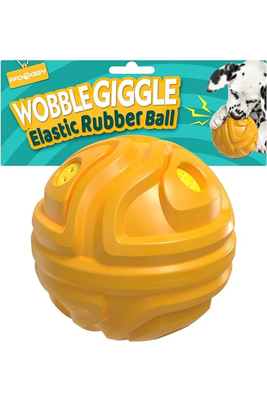 Photo 1 of Dog Giggle Ball Interactive Squeaky Toys Puppy Wobble Wag Talking Balls for Small/Medium Chewers Durable Rubber Fun Sounds When Rolled or Shaken Best Toy with Squeaker to Keep Them Busy Doggy Gift LE