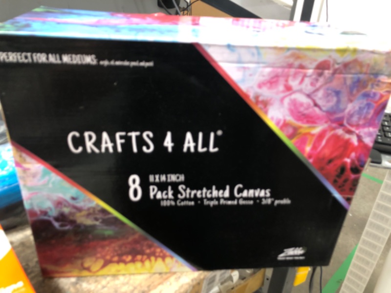 Photo 2 of Crafts 4 All Stretched Canvas Boards for Painting - 8 Pack of 11x14 Blank Art Canvases, Framed Canvas for Painting with Acrylic & Oil Paint, Pencil, Pastels, Charcoal white 11x14 CFA-ACS-Cnvs11x14-8pk