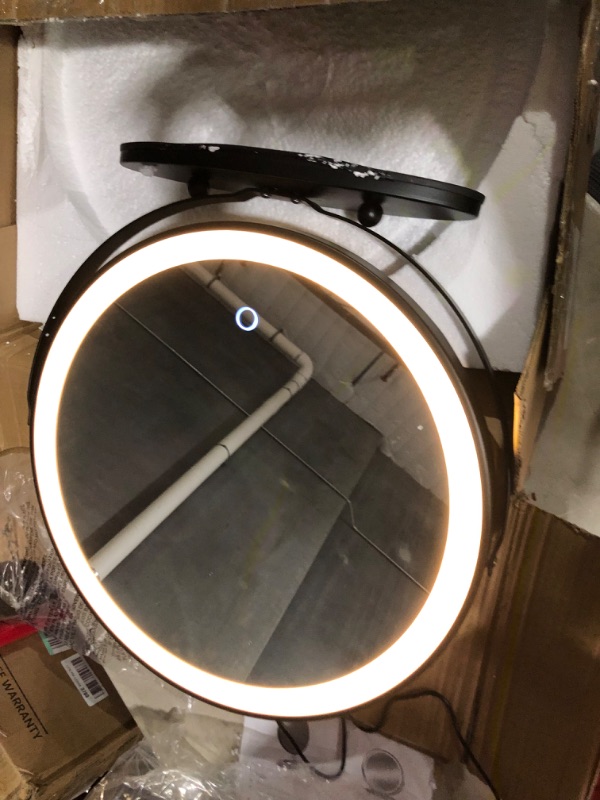 Photo 4 of 
LVSOMT 20" Vanity Makeup Mirror with Lights, 3 Color Lighting Dimmable LED Mirror, Touch Control, 360°Rotation, High-Definition Large Round Lighted Up...