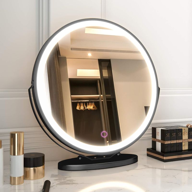 Photo 1 of 
LVSOMT 20" Vanity Makeup Mirror with Lights, 3 Color Lighting Dimmable LED Mirror, Touch Control, 360°Rotation, High-Definition Large Round Lighted Up...