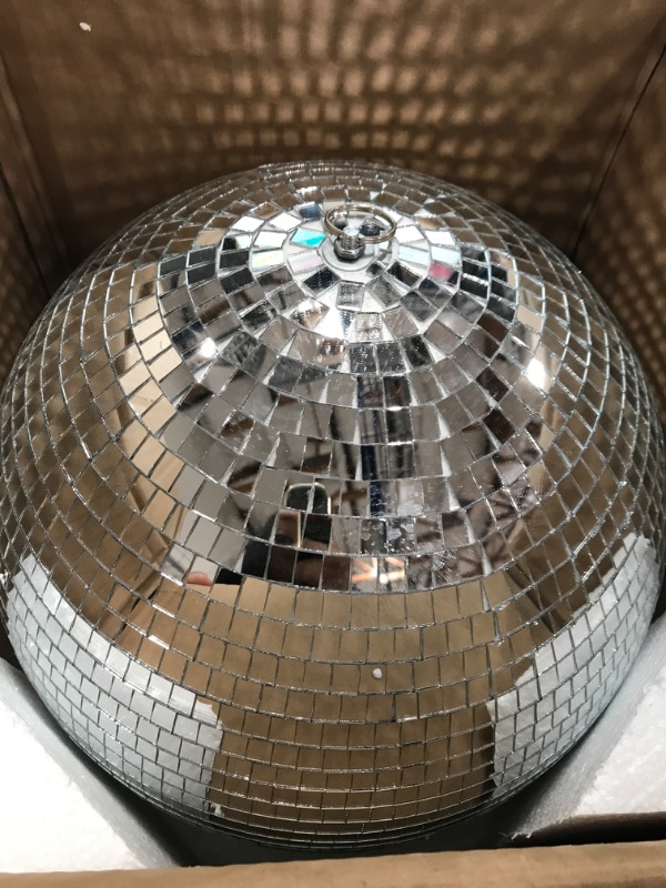 Photo 2 of 16" Mirror Disco Ball, Extra Large Fun Silver Hanging Mirror Decor Ball, Big Party Decorations Wedding DJ Club Stage Bar Holiday Decoration