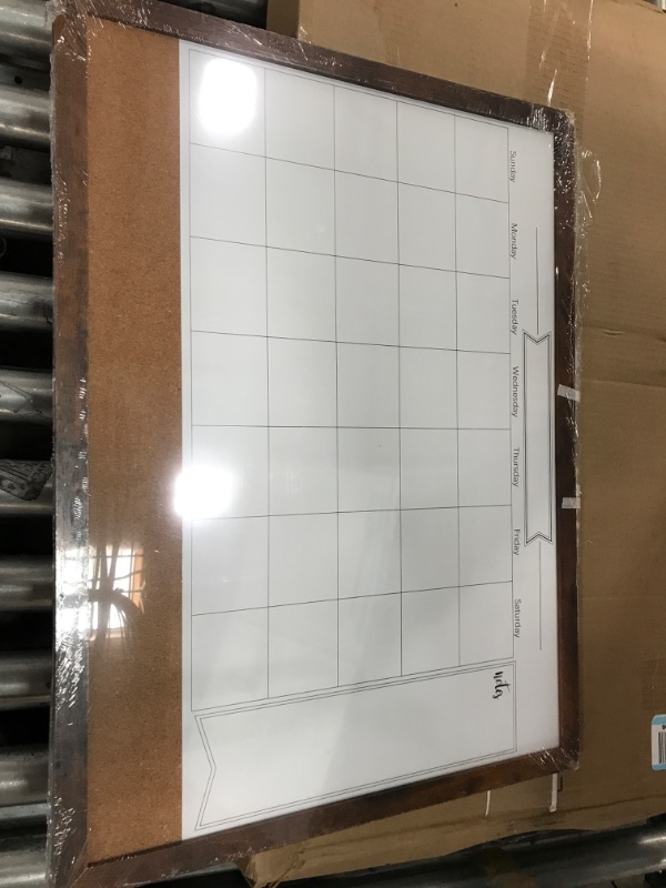 Photo 2 of TORASO Whiteboard Calendar & Bulletin Board, 18" x 22" Combination Dry Erase White Board(ZHYL-WB-4555) Brown 18“×22”