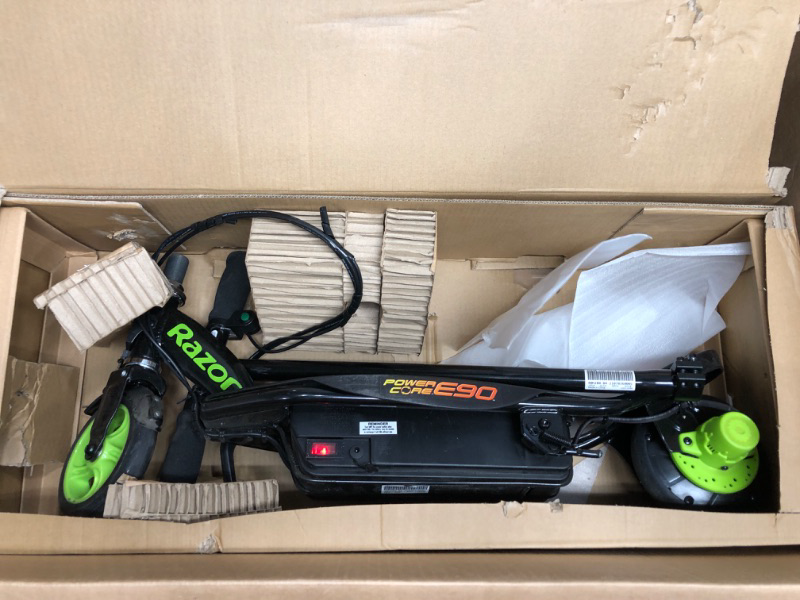 Photo 2 of * used * missing charger * 
Razor Power Core E90 Electric Scooter - Hub Motor, Up to 10 mph and 80 min Ride Time