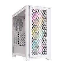 Photo 1 of  iCUE 4000D RGB AIRFLOW Mid-Tower Case, True White - 3x AF120 RGB ELITE White Fans - iCUE Lighting Node PRO Controller - High-airflow Design
