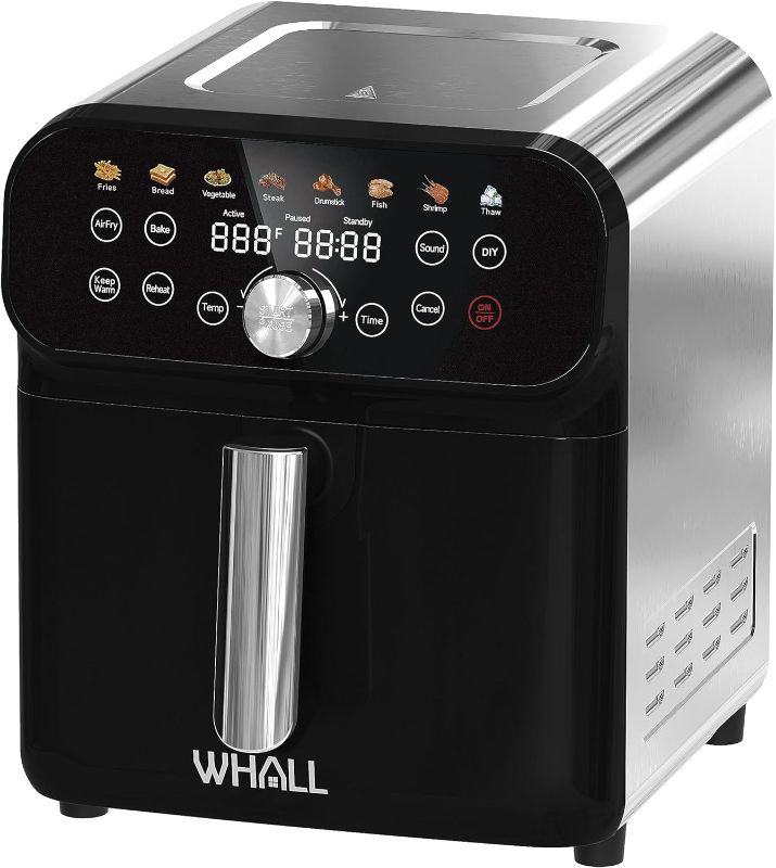 Photo 1 of WHALL Air Fryer, 6.2QT Air Fryer Oven with LED Digital Touchscreen, 12-in-1 Cooking Functions Air fryers, Dishwasher-Safe Basket, Stainless Steel/BS
