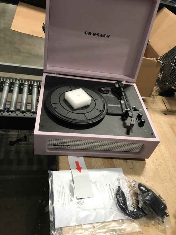 Photo 3 of Crosley CR8017B-AM Voyager Vintage Portable Turntable with Bluetooth in/Out and Built-in Speakers, Amethyst Bluetooth In/Out Amethyst