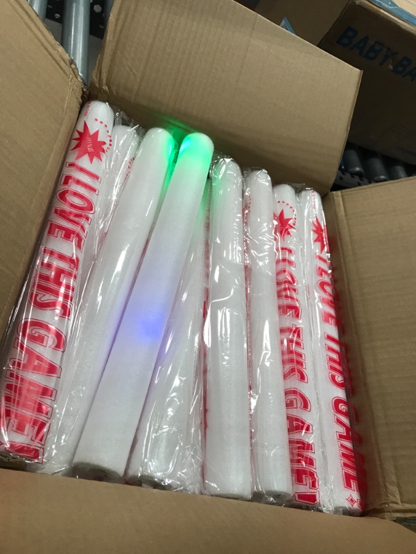 Photo 2 of 105Pcs Foam Glow Sticks Bulk,Bietrun LED Sticks Glow in The Dark Party Supplies 3 Modes Colorful Flashing,Foam Wands Ultra Durable,Party Favor for Halloween Wedding Dance Props,Concert,Kid,Adult 105 Pcs