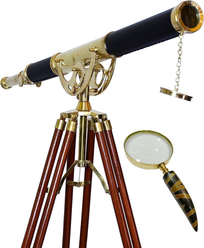 Photo 1 of *MINOR DAMAGE-MISSING ACCESSORIES*
Vintage Solid Brass Nautical Port Marine Navy Telescope (Height:65" Inches))
