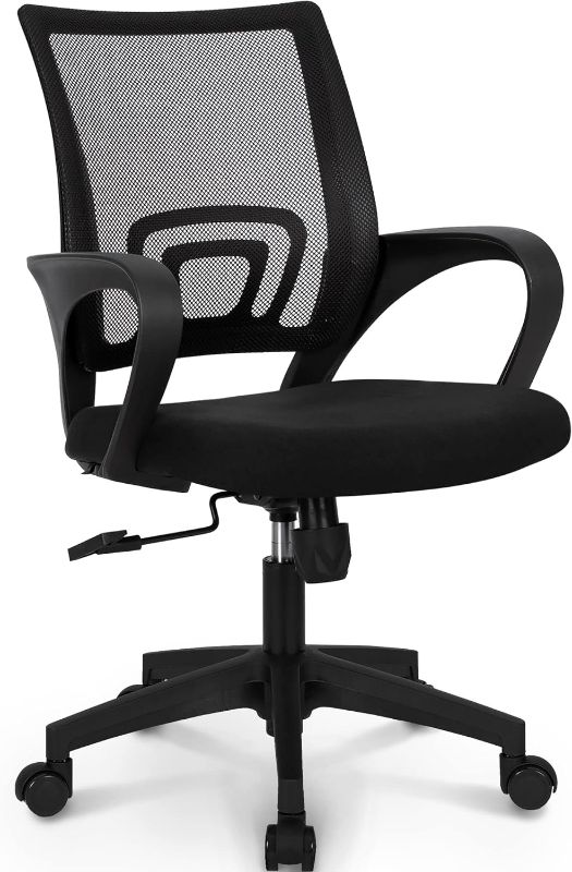 Photo 1 of Neo Chair Office Computer Desk Chair Gaming-Ergonomic Mid Back Cushion Lumbar Support with Wheels Comfortable Blue Mesh Racing Seat Adjustable Swivel Rolling Home Executive (Black)
