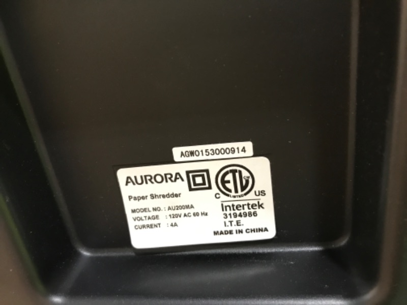 Photo 3 of Aurora Commercial Grade 200-Sheet Auto Feed High Security Micro-Cut Paper Shredder/ 60 Minutes/ Security Level P-5 200-Sheet AutoFeed MicroCut MicroCut