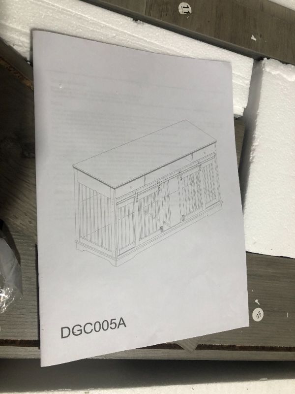 Photo 3 of ***MISSING PARTS - NONFUNCTIONAL - FOR PARTS - NONREFUNDABLE - SEE NOTES***
Lyromix Dog Crate Furniture Large Breed TV Stand with Drawer & 2 Sliding Doors, Gray 66.1''W*23.6''D*36''H