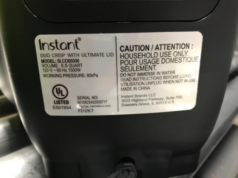 Photo 3 of ***SEE NOTES***Instant Pot Duo Crisp Ultimate Lid, 13-in-1 Air Fryer and Pressure Cooker Combo, Sauté, Slow Cook, Bake, Steam, Warm, Roast, Dehydrate, Sous Vide, & Proof, App With Over 800 Recipes, 6.5 Quart 6.5QT Ultimate