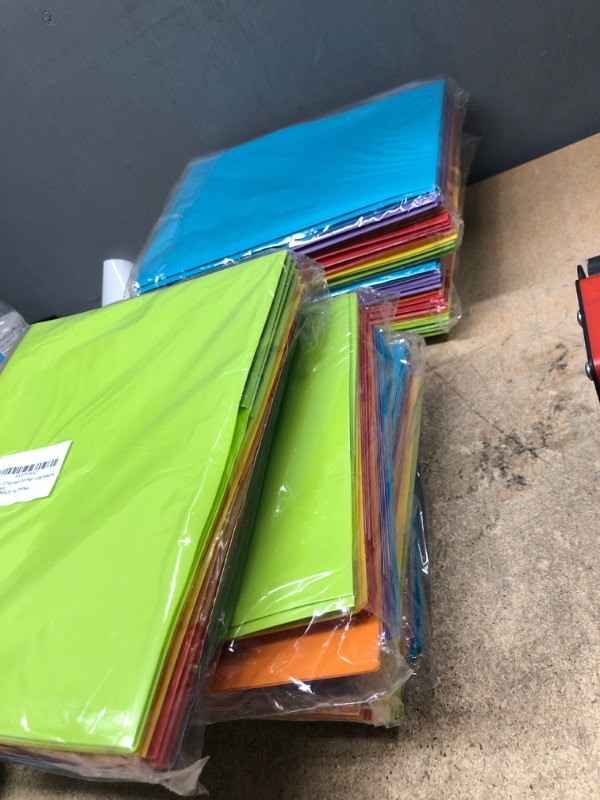 Photo 2 of bundle of 7----JISUSU Heavy Duty Plastic Folders with Pockets and Prongs-6Pack?2 Pocket Plastic Folder with Brads, 6 Assorted Colors 3 Prong Pocket Folders with Business Card Slot, Perfect for School, Home, Office 6 pcs Blue?purple,orange ,Red ,Yellow and