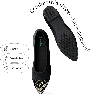 Photo 1 of BURUDANI Pointed Toe Ballet Flat for Women, Comfortable Knit Mesh Flats for Casual Dressy Work Office Shoes 8.5
