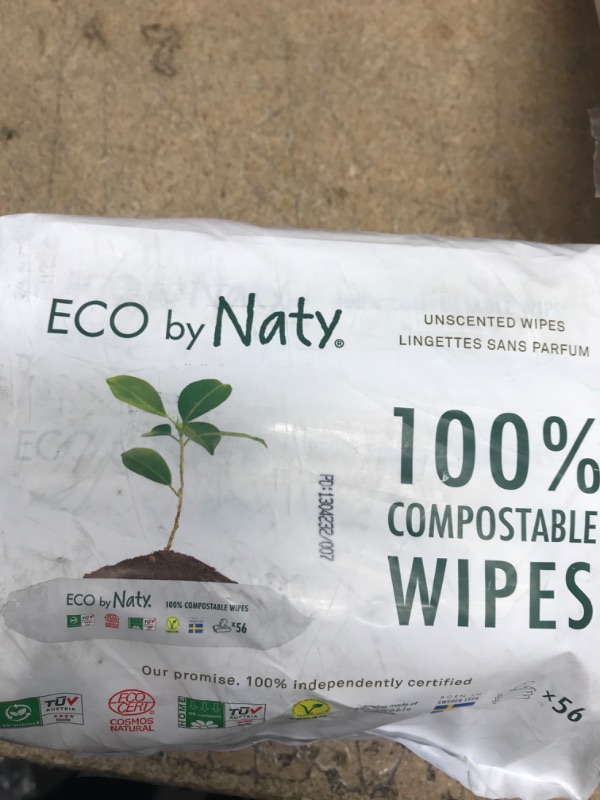 Photo 2 of Eco by Naty Unscented Baby Wipes - 100% Compostable and Plant-Based Wipes, Good for Babies and Newborn Sensitive Skin,56 Count 