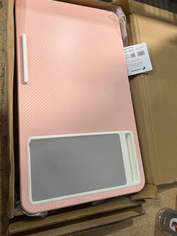 Photo 2 of LapGear Home Office Lap Desk with Device Ledge, Mouse Pad, and Phone Holder - Pink - Fits up to 15.6 Inch Laptops - Style No. 91584 Blush Pink