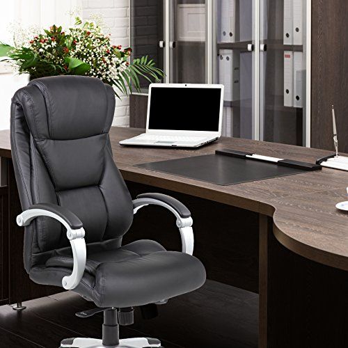 Photo 1 of Genesis Large Executive Office Chair - Sleek & Neutral Design, Dual Wheel Casters, Leather Plus Fabric, Padded Synchronized Handles with Adjustabl