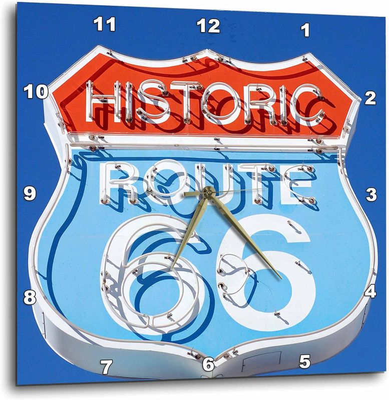 Photo 1 of 3dRose DPP_88027_3 Arizona, Seligman, Neon Signage on Historic Route 66-Us03 Lse0015-Lynn Seldon-Wall Clock, 15 by 15-Inch