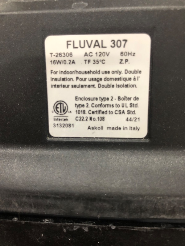 Photo 4 of *PARTS ONLY DOES NOT FUNCTION-PARTS MISSING*
Fluval 07 Series Performance Canister Filter for Aquariums 307