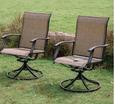 Photo 1 of 
Nuu Garden
2-Piece Swivel Steel Sling Outdoor Patio Dining Chairs, Brown