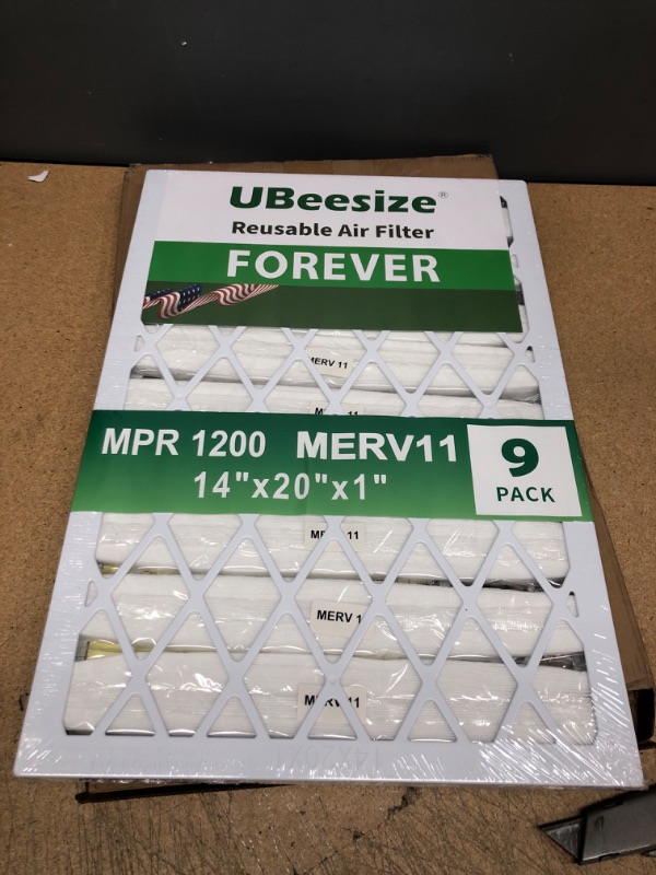 Photo 2 of UBeesize Reusable Air Filter 14x20x1 (9-Pack), MERV 11 MPR 1200 AC/HVAC Furnace Filters,Deep Pleated Air Cleaner, (Actual Size 13.5" x 19.5" x 0.8"),1x Reusable ABS Frame+9 x Filter,Breathe Fresher 14x20x1 1 frame+9 filter MERV11